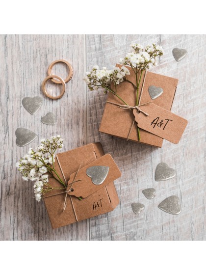 SACHET 50 G COEURS 3D A DISP ARGENT 2CM/1.5CM