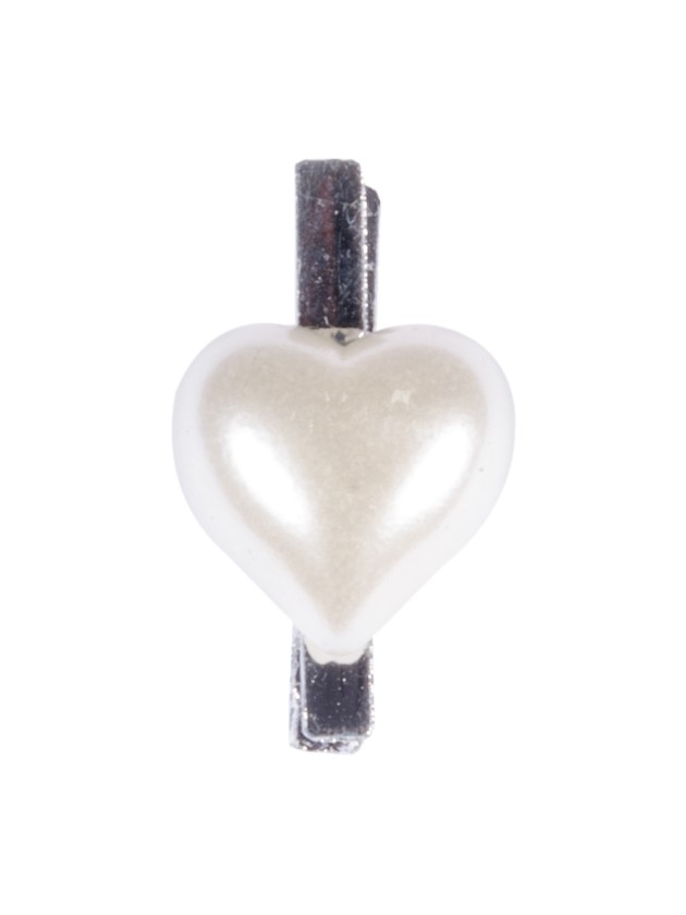 SET OF 6 NACRE WHITE CLIP HEARTS 2,5CM 