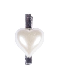 SET OF 6 NACRE WHITE CLIP HEARTS 2,5CM 