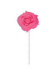 SET 2 ROSES FUCHSIA SUR TIGE DIA 10CM