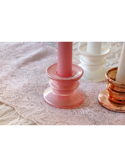 BOUGEOIR SUEDE ROSE PALE NACRE DIA 6CM X 4CM