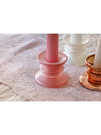 BOUGEOIR SUEDE ROSE PALE NACRE DIA 6CM X 4CM