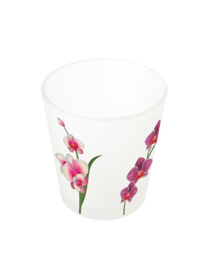 BOUGEOIR VERRE ORCHIDEES DIA 5.6CM X 6.8CM