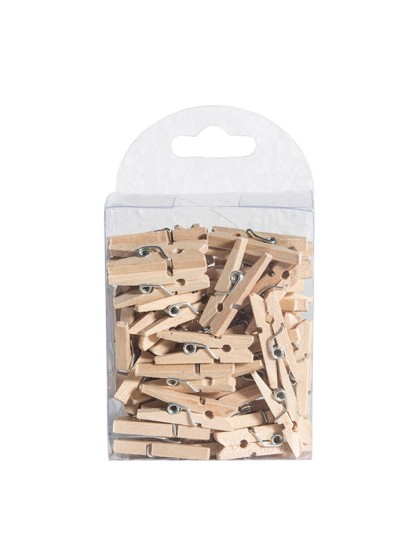 BOX OF 50 TINY WOODEN PEGS 2.5CM