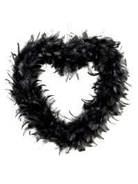 COEUR CREUX EN PLUMES NOIR 40CM