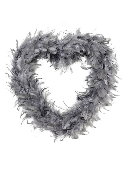 COEUR CREUX EN PLUMES GRIS 40CM