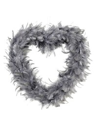 COEUR CREUX EN PLUMES GRIS 40CM