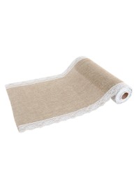 JUTE WITH LACE TABLE RUNNER 29CM X 5M
