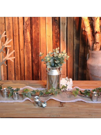 JUTE WITH LACE TABLE RUNNER 29CM X 5M