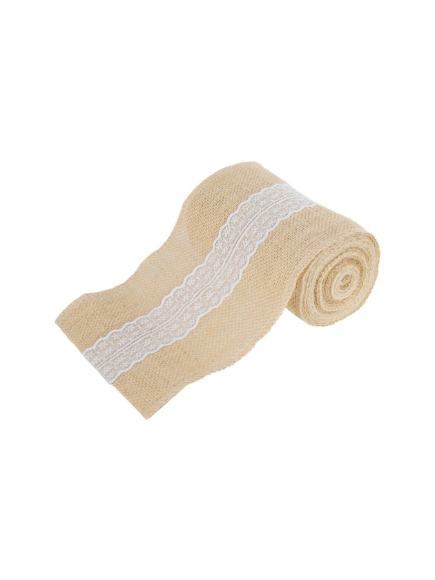 TOILE DE JUTE AVEC DENTELLE 14.5CM X 5M