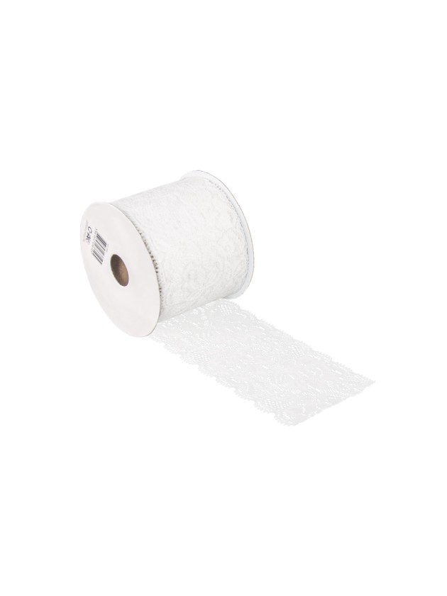 RUBAN DENTELLE COTON BLANC 7CM X 2M