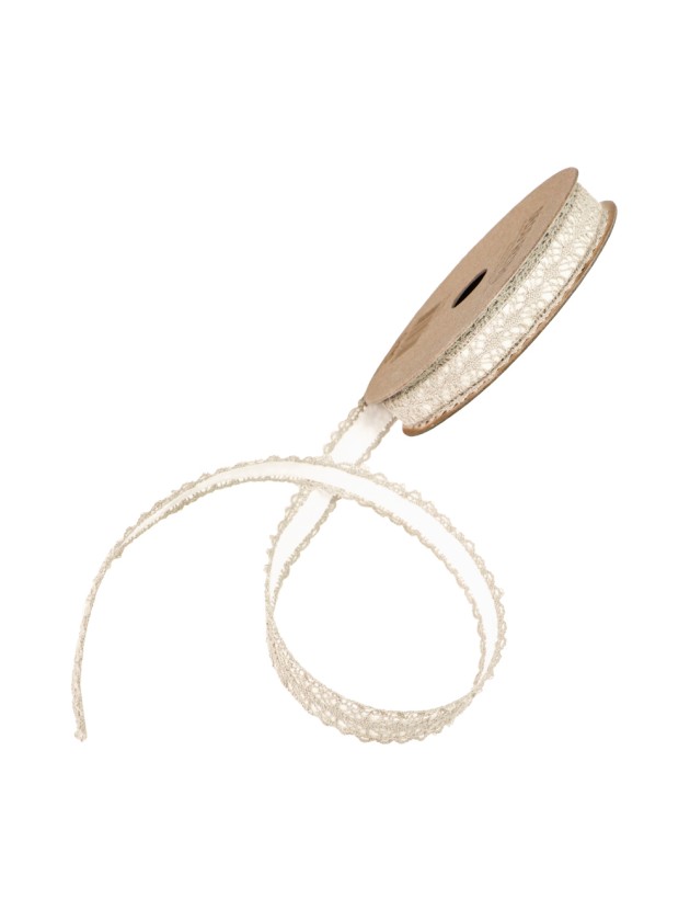 RUBAN COTON DENTELLE IVOIRE ADHESIF 1CM X 2M