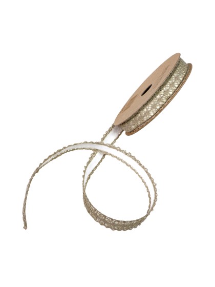 TAUPE ADHESIVE COTTON LACE RIBBON 1CM X 2M