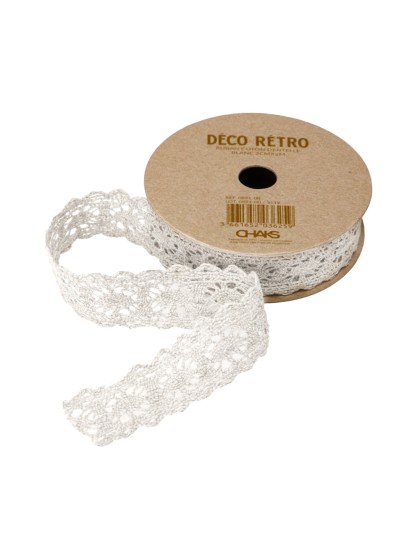 WHITE COTTON LACE RIBBON 2CM X 2M