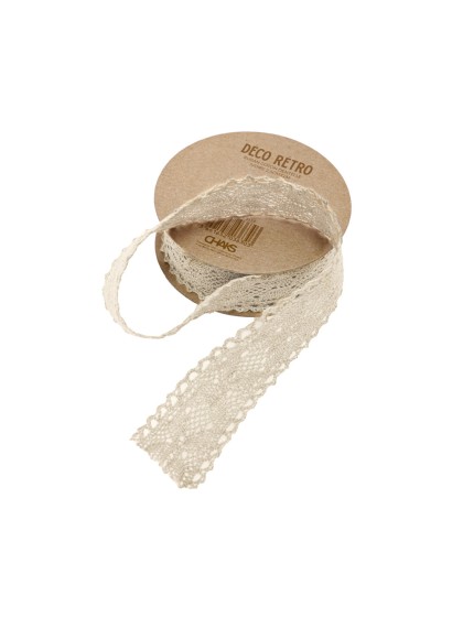 IVORY COTTON LACE RIBBON 2.5CM X 2M