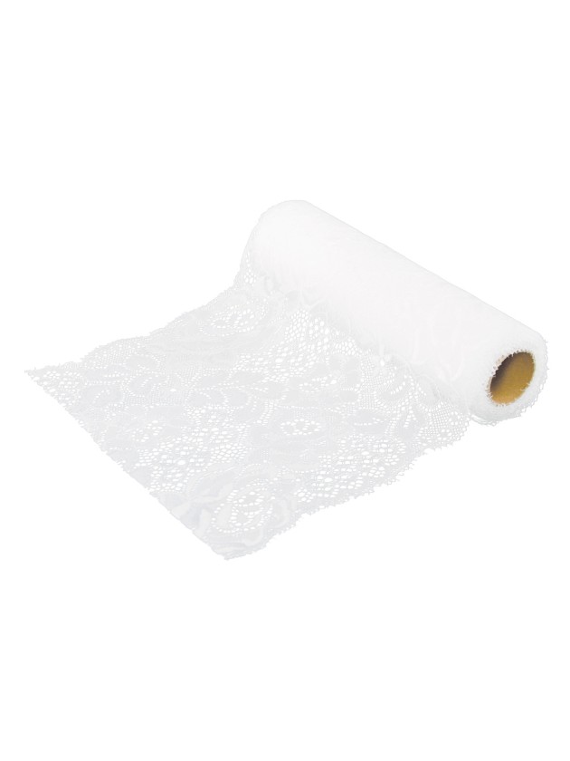 RUBAN DENTELLE COTON BLANC 18CM X 3M