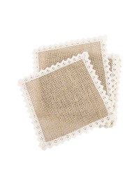 SET OF 6 JUTE LACE PLACEMATS 12CM X 12CM