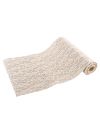 JUTE TABLE RUNNER WITH WHITE LACE 29CM X 3M