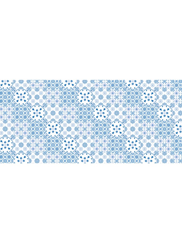 ROMANCE BLUE SQUARES TABLE RUNNER 30CM X 5M