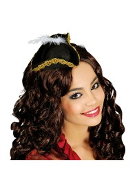 MINI CHAPEAU PINCE PIRATE TRICORNE NOIR ET OR TU