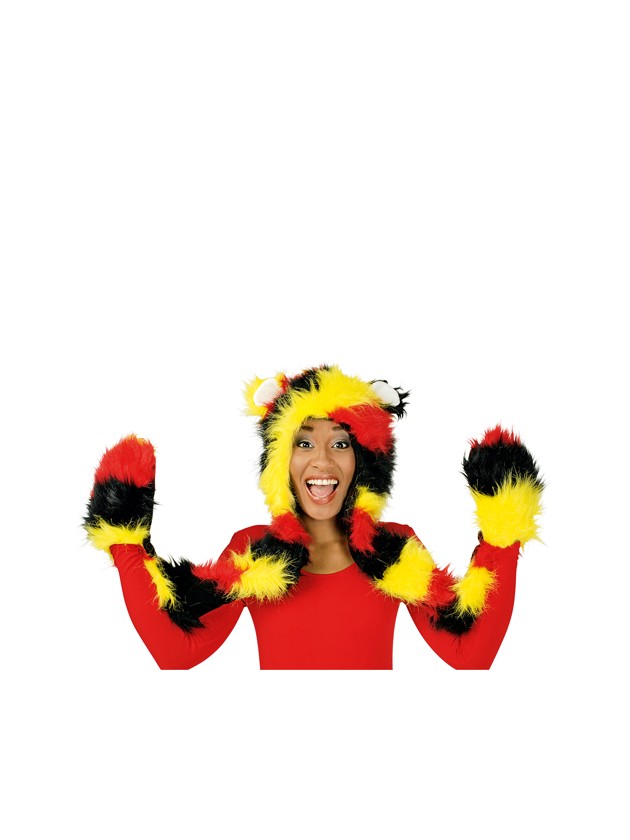 BONNET + CHAUFFE MAINS EN PELUCHE ALLEMAGNE TU