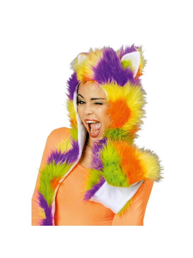 PLUSH-CAP WITH GLOVES COLOURFUL 