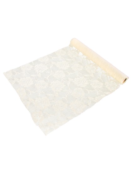 CHEMIN DE TABLE DENTELLE ROSE IVOIRE 30CM X 5M