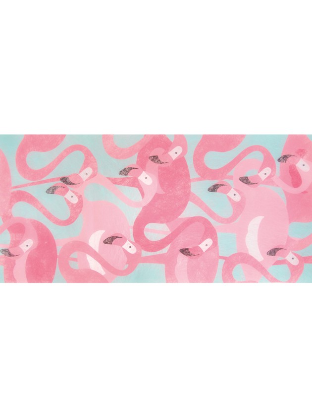 CHEMIN DE TABLE ROMANCE FLAMANT ROSE 2 30CM X 5M