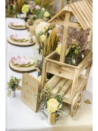 SMALL WOODEN TROLLEY 62CM X 24CM X 61CM