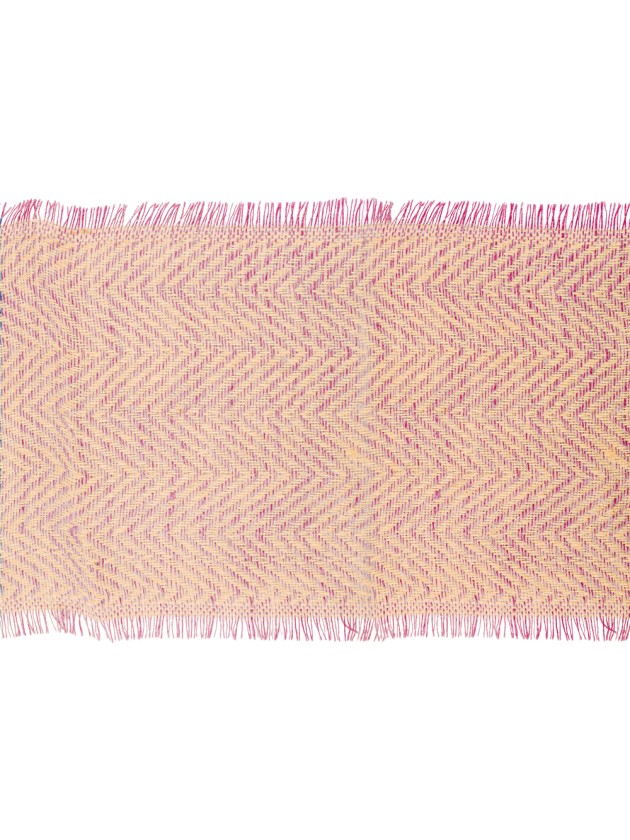 CHEMIN DE TABLE JUTE CHEVRONS NATUREL/ROSE FRANGE 29CM X 3M