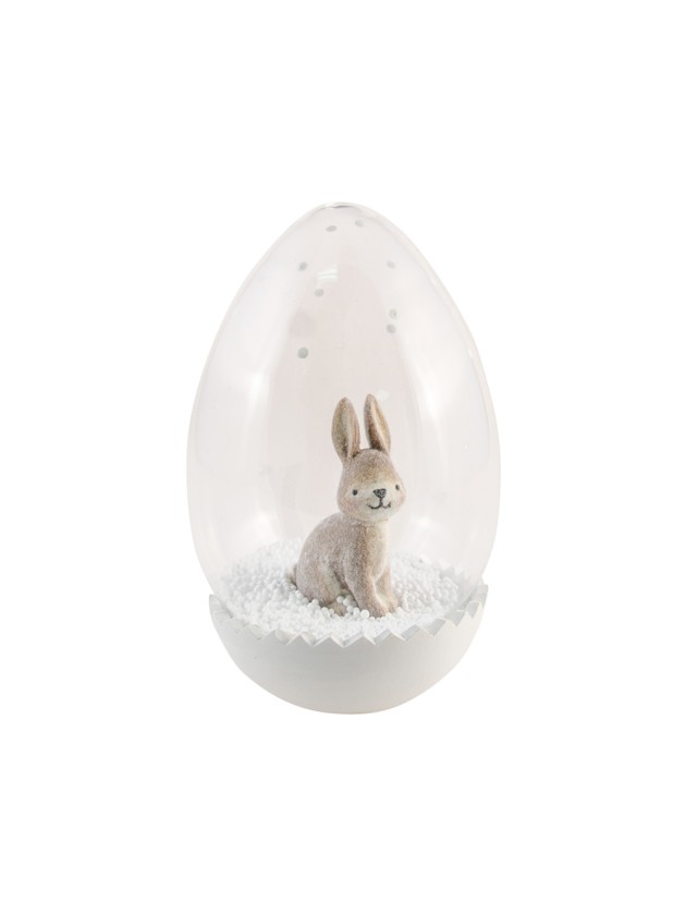 GLASS EGG W/ RABBIT DIA 7CM X 12CM
