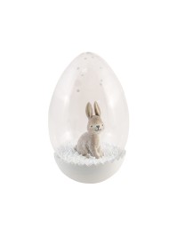 GLASS EGG W/ RABBIT DIA 7CM X 12CM