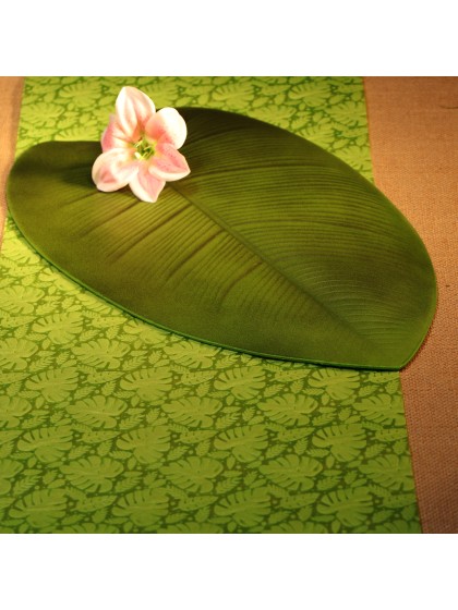 CHEMIN DE TABLE INTISSE FEUILLES RELIEF 30CM X 5M