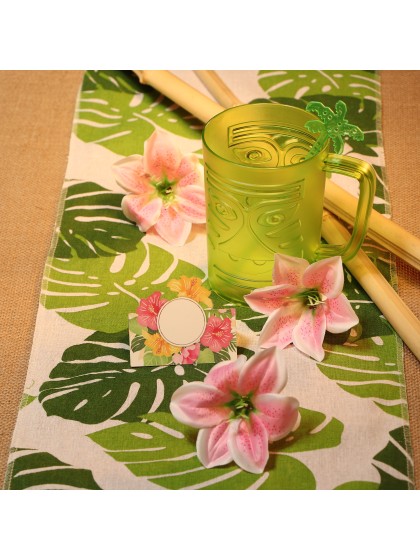 PRINTED LEAF TABLE RUNNER 28CM X 3M