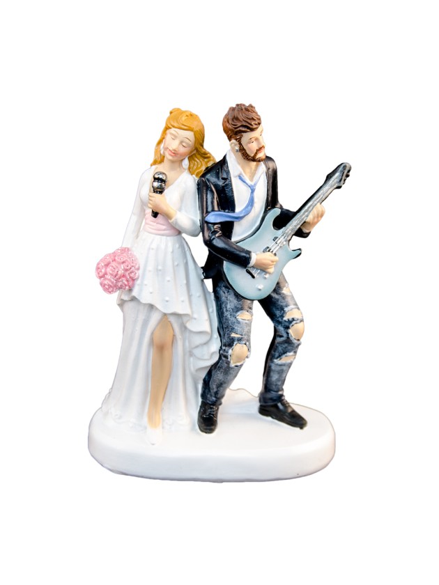 RESIN COUPLE W/ GUITAR 10.2CM X 5.8CM X 15CM