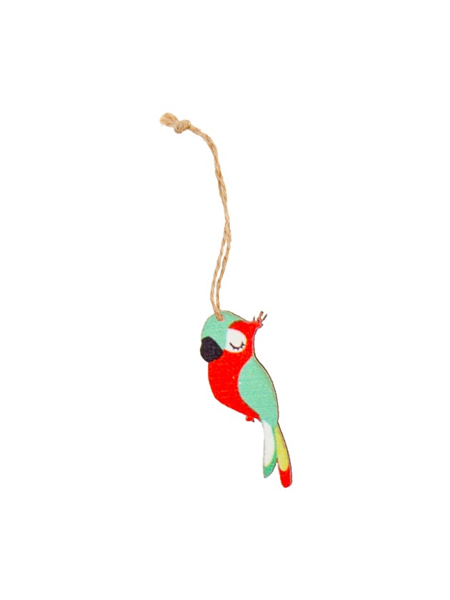 WOODEN HANGING PARROT 4.4CM X 5.5CM