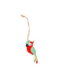 WOODEN HANGING PARROT 4.4CM X 5.5CM