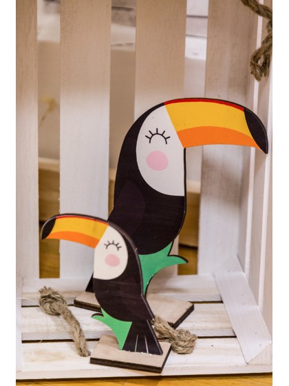 WOODEN TABLE CENTER TOUCAN 10CM X 4CM X 10CM