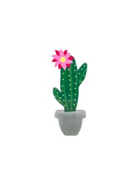 DECO CACTUS BOIS S/ BASE IMITATION CIMENT 7.3CM X 2CM X 20CM