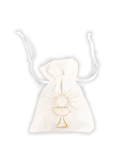 BAG 4 VELVET WHITE/GOLD COMMUNION BAGS 8CM X 10CM
