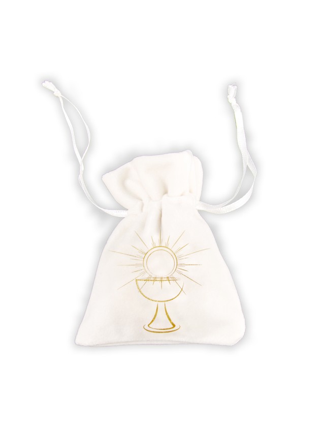 BAG 4 VELVET WHITE/GOLD COMMUNION BAGS 8CM X 10CM