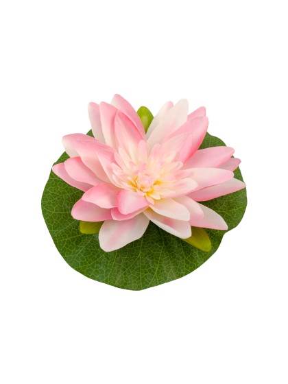 LIGHT PINK LOTUS FLOWER ON LEAF 22CM