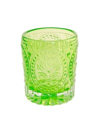 LIME GREEN ART DECO CANDLEHOLDER DIA 6.7CM X 7.8CM