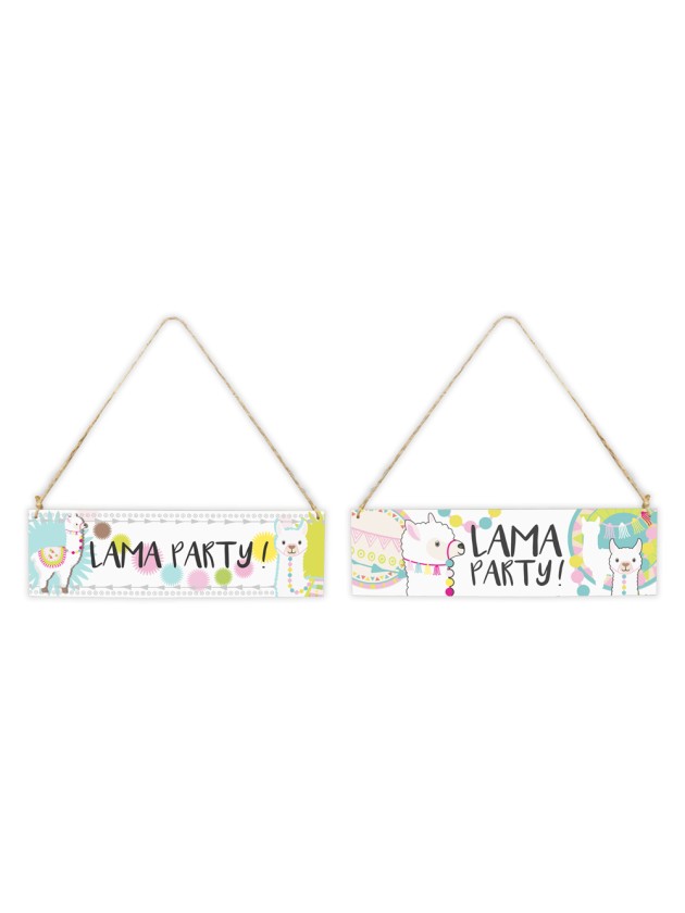 PLAQUE BOIS LAMA PARTY 2 ASS 34CM X 0.5CM X 10CM