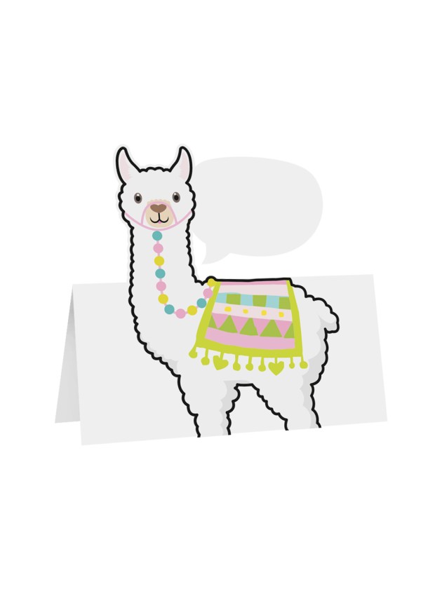 SET 6 TABLE PLACE CARDS LLAMA 8CM X 8CM