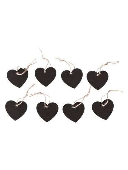 BAG OF 8 HEART-SHAPE SLATE CHALKBOARDS W/ JUTE ROPE 6.5CM X 0.3CM X 6CM