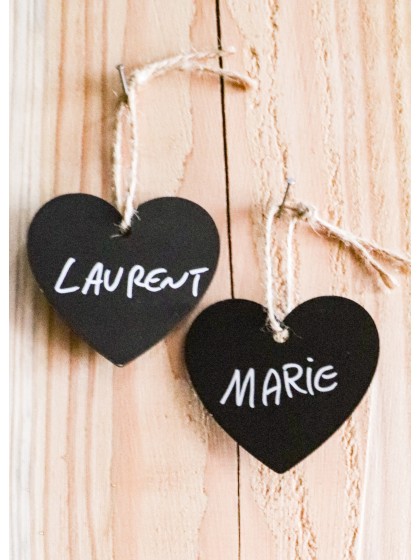 BAG OF 8 HEART-SHAPE SLATE CHALKBOARDS W/ JUTE ROPE 6.5CM X 0.3CM X 6CM