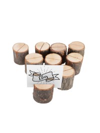 SET 9 WOODEN TABLE PLACE HOLDERS DIA 3.5CM X 3.2CM