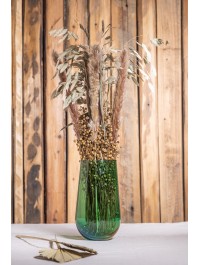 GLASS GREEN VASE DIA 12.5CM X 22.5CM
