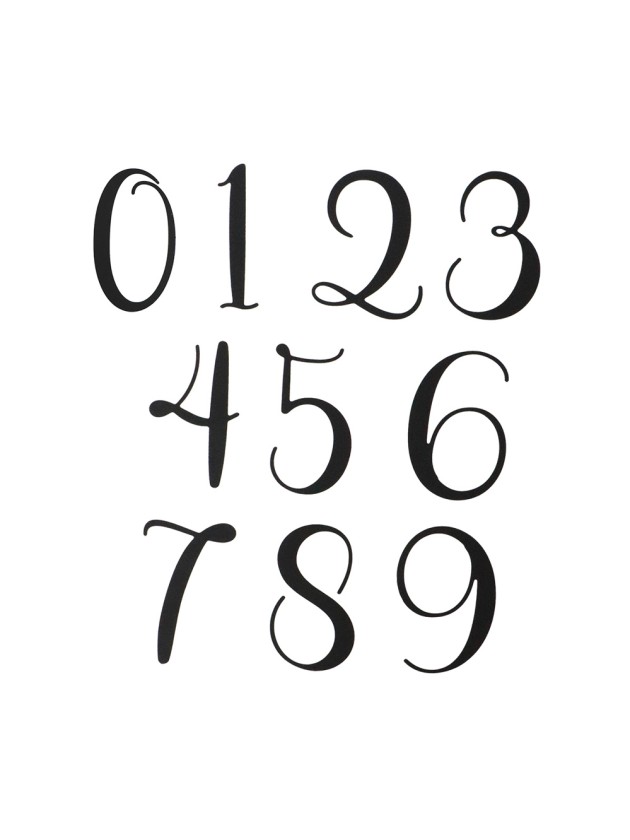 SET OF 10 ADHESIVE BLACK NUMBER STICKERS 0 TO 9 AROUND 8CM X 11CM